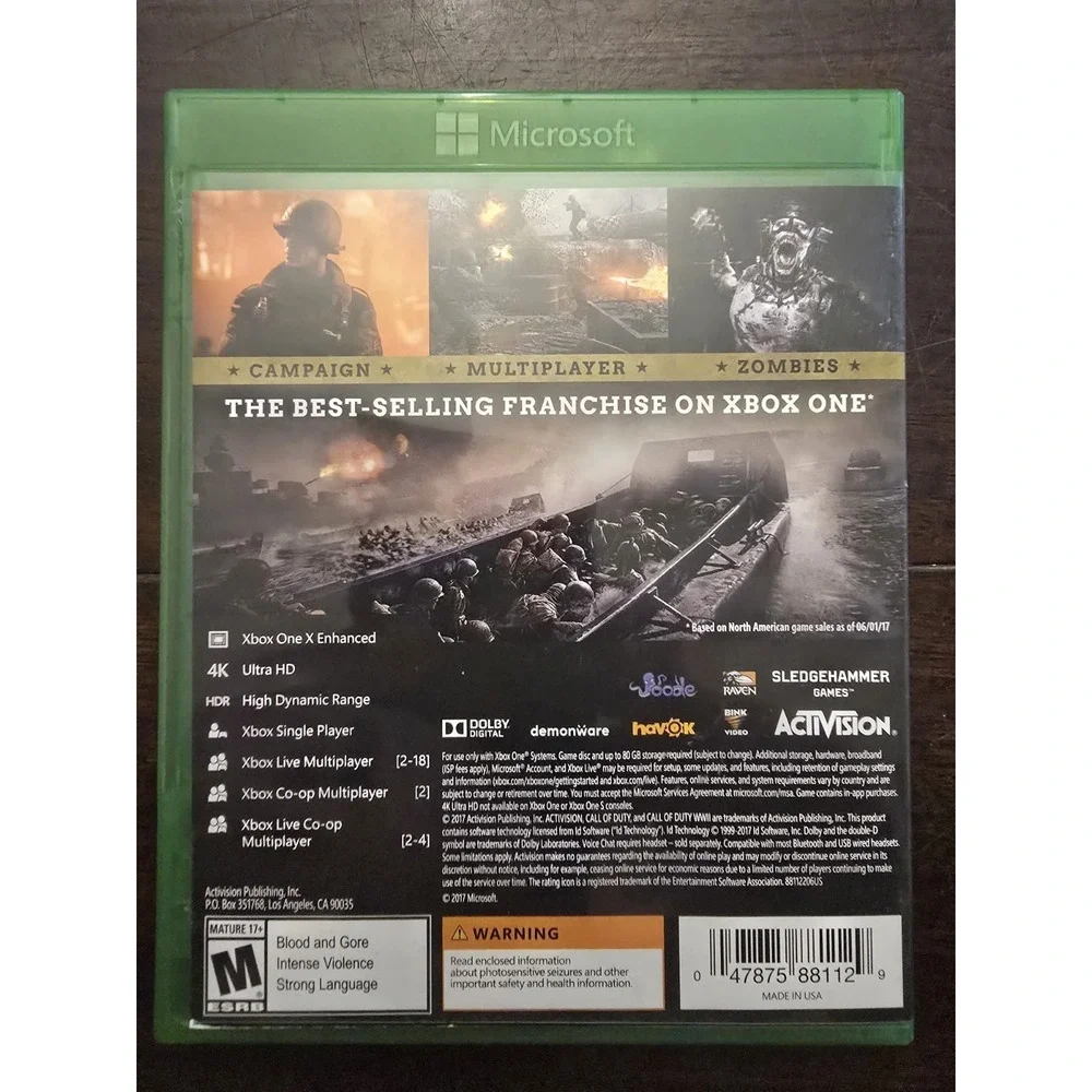 Call of Duty‎ WWII World War 2 w/ Original Case XBOX One Game